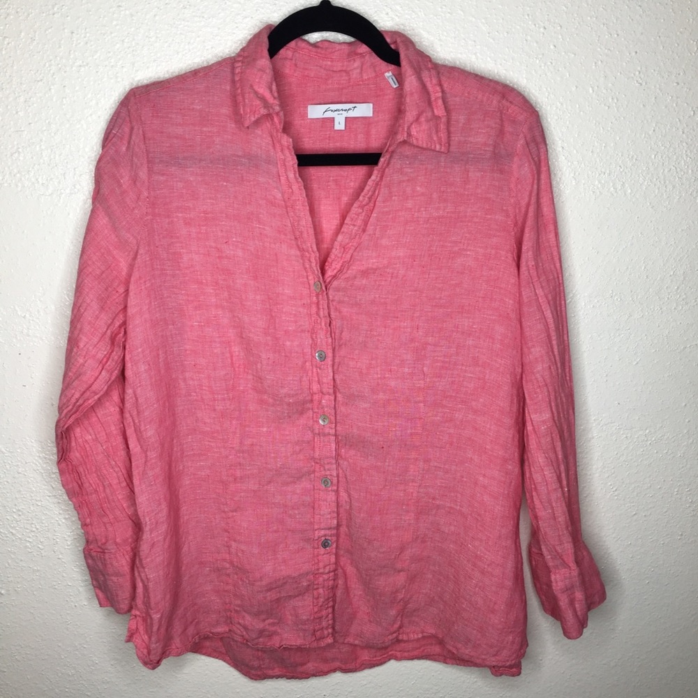 Foxcroft 100% Linen Button Down Shirt L